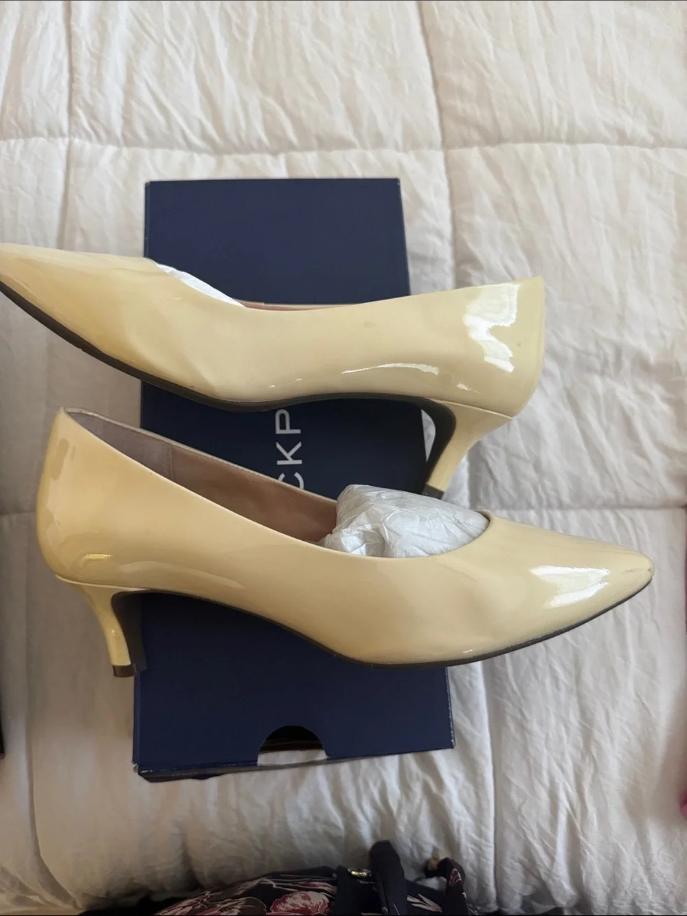 Rockport Women's Patent Pointed Toe Pump in Pale Yellow
